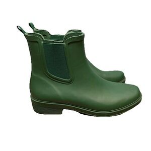J Crew Womens Frosty Chelsea Army Olive Waterproof Rainboots Boots Shoes Size 9